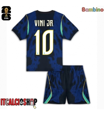 Brasile Vinicius Junior #10 Seconda Maglia Bambino Mondiali 2026 Manica Corta (+ Pantaloni corti)